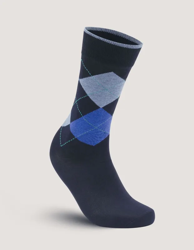 Premium Blue Argyle Cotton Socks - Brian Oak