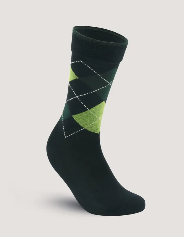 Green Argyle Cotton Socks - Brian Oak
