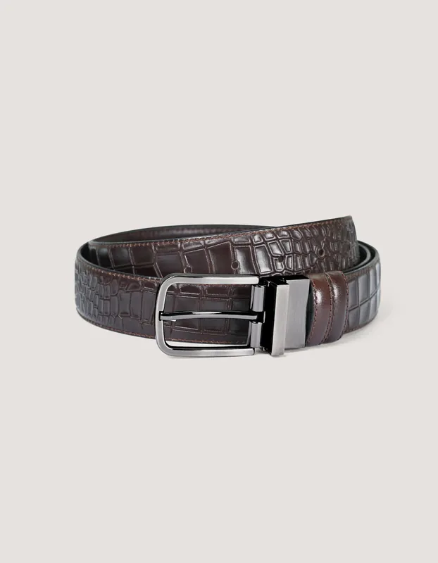 Mens Brown Crocodile Belt - Brian Oak