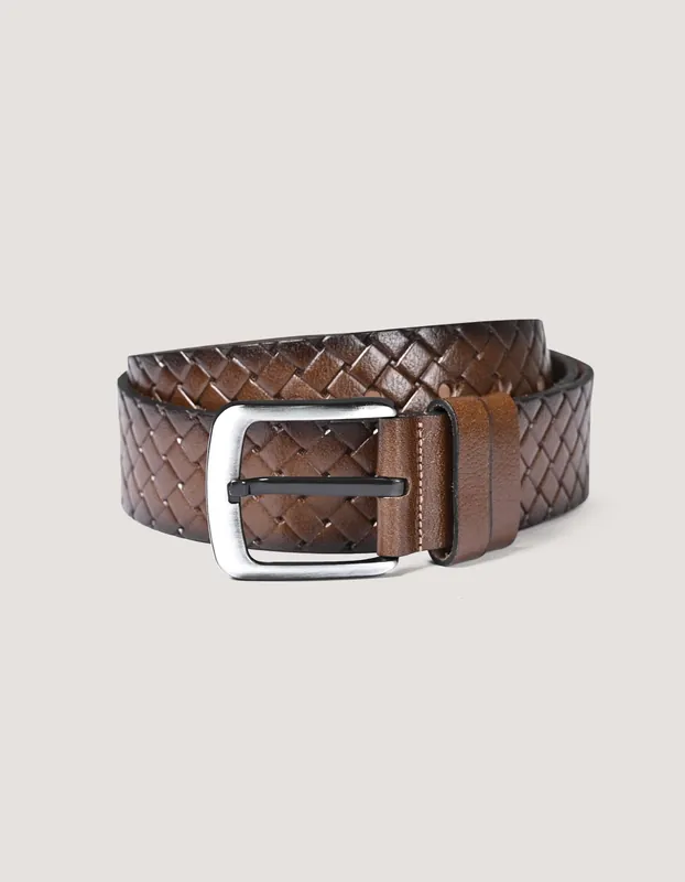 Embossed Brown Casual Belt - Brian Oak