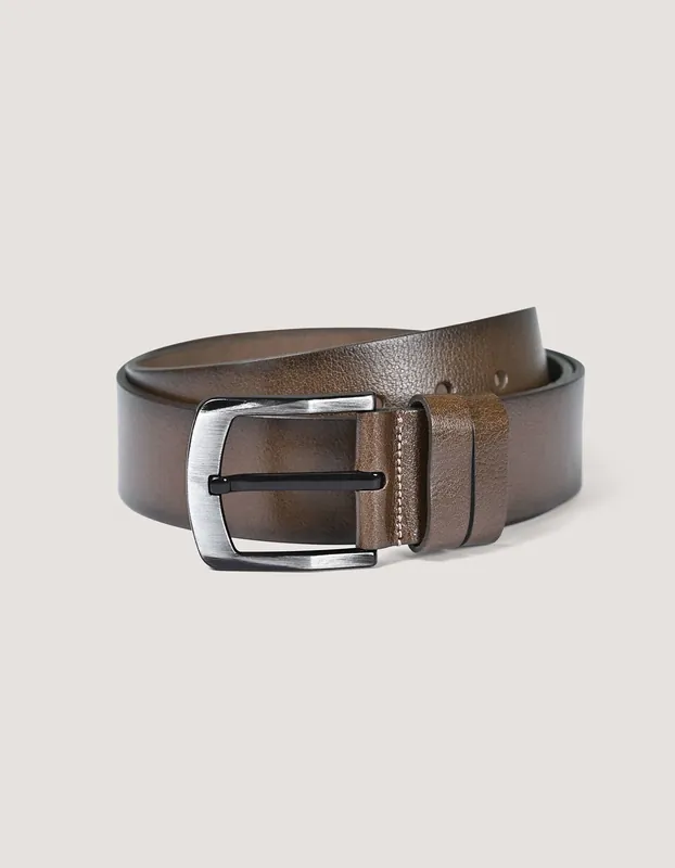 Dark Tan Casual Plain Leather Belt - Brian Oak