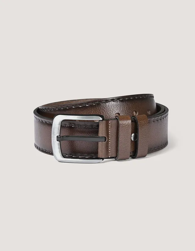 Dark Tan Casual Leather Belt - Brian Oak