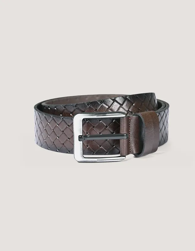 Embossed Dark Brown Casual Belt - Brian Oak