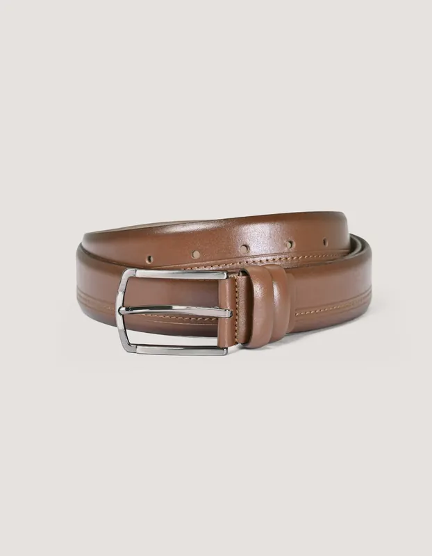 Men’s Genuine Brown Leather Belt - Brian Oak