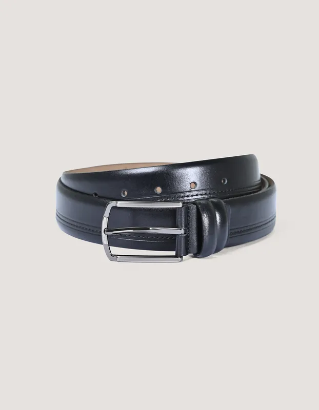Men's Genuine Black Leather Belt - Brian Oak