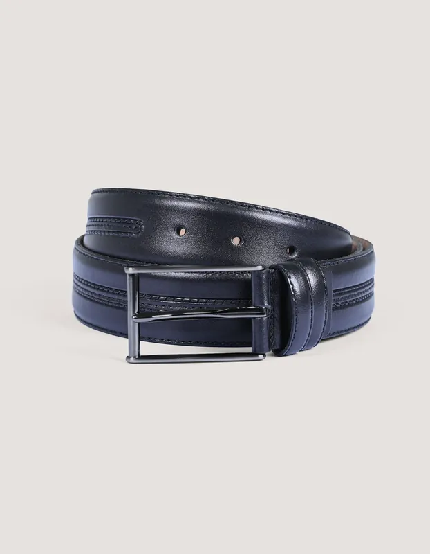 Black Center Stitched Formal Belt - Brian Oak