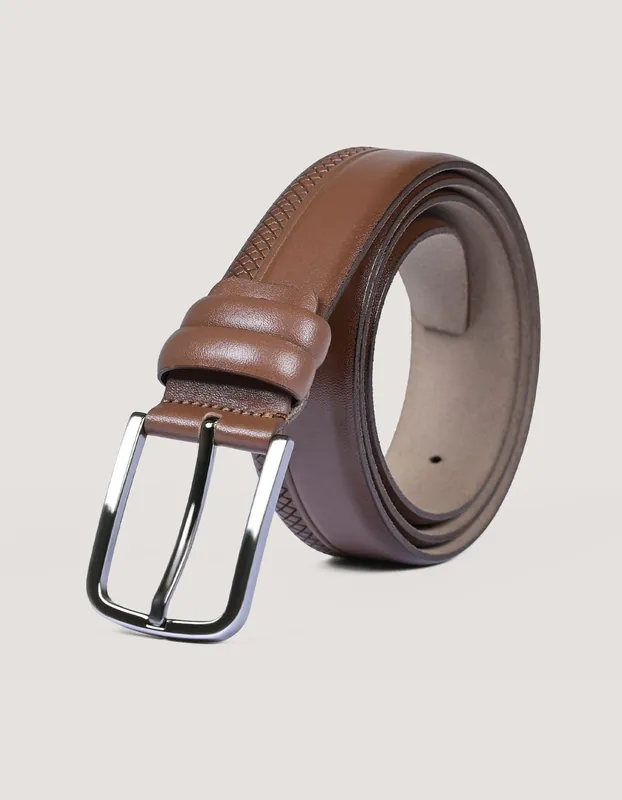 Textured Brown Formal Belt - Brian Oak