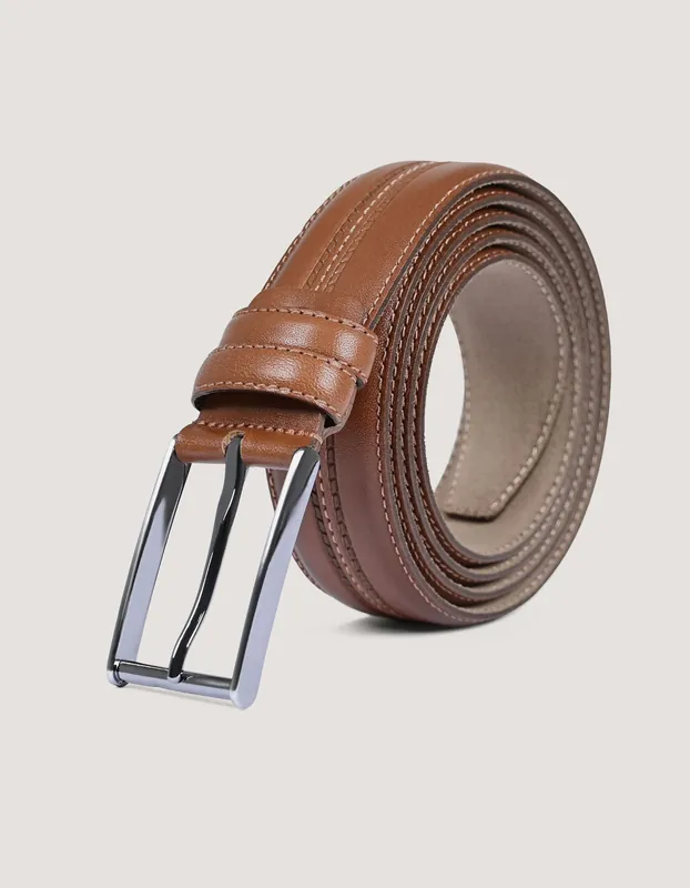 Embroidered Tan Formal Belt - Brian Oak