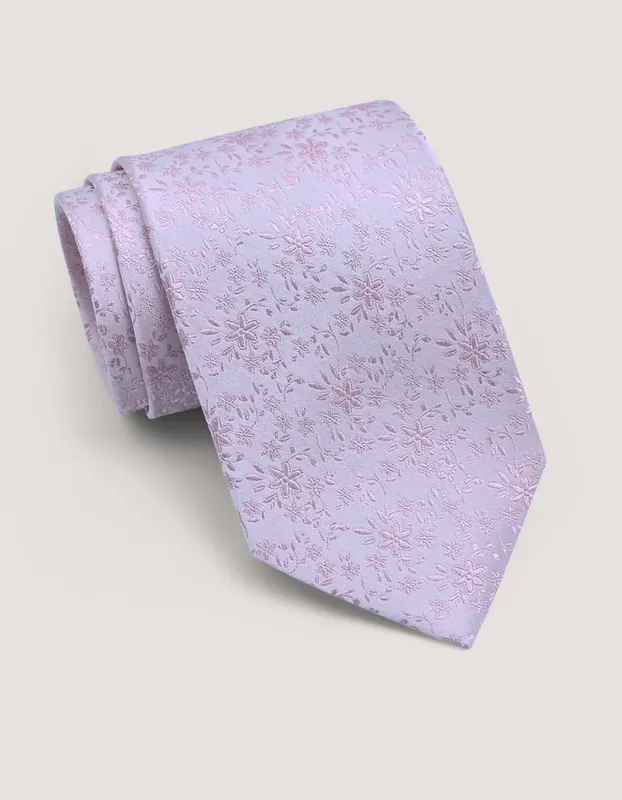 Men’s Baby Pink Floral Silk Tie - Brian Oak