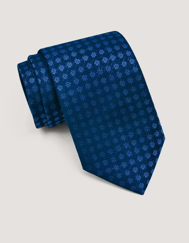 Navy and Blue Floral Silk Tie - Brian Oak