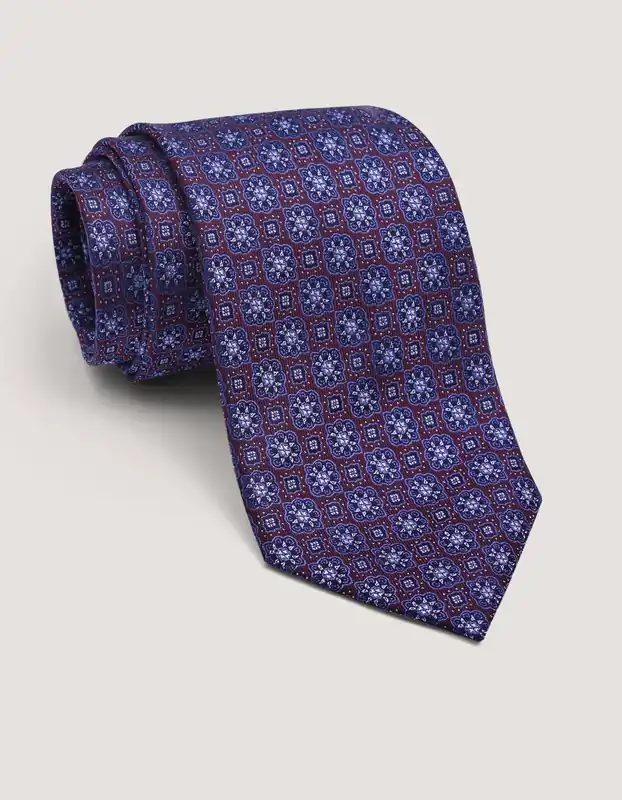 Maroon and Blue Floral Tie - Brian Oak