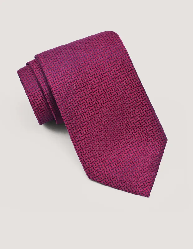 Shiny Red Checkered Silk Tie - Brian Oak