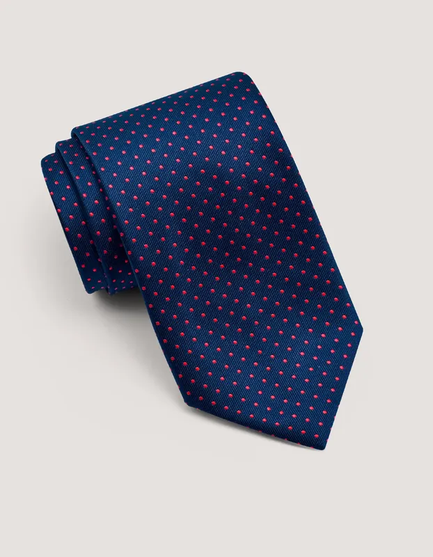 Scarlet Red Dotted Microfiber Tie - Brian Oak