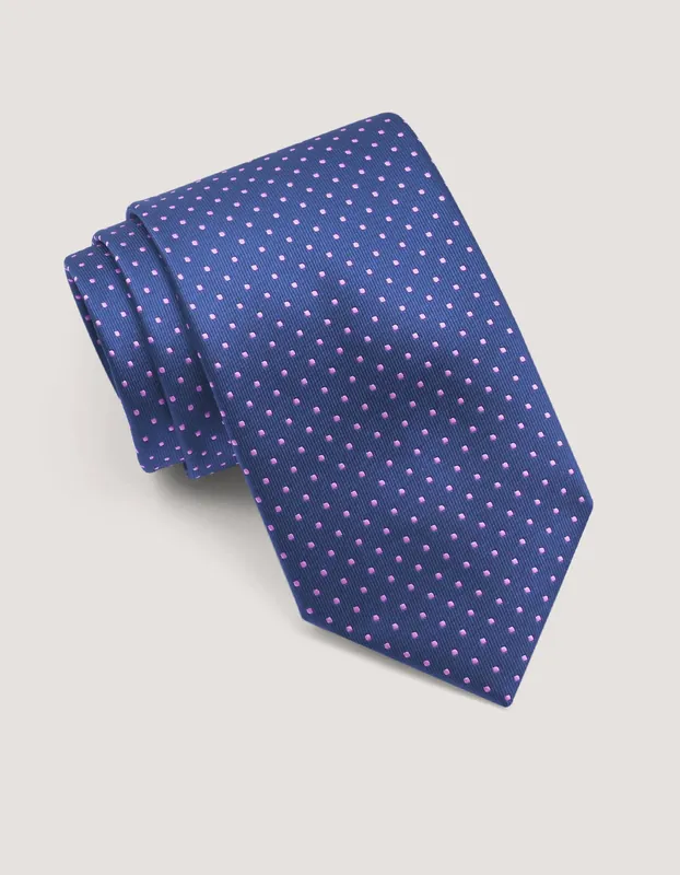 Candy Pink Polka Dot Microfiber Tie - Brian Oak