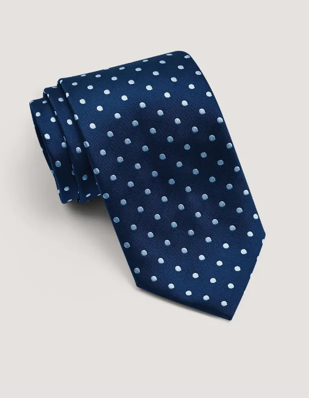 Sky Blue Dotted Microfiber Tie - Brian Oak