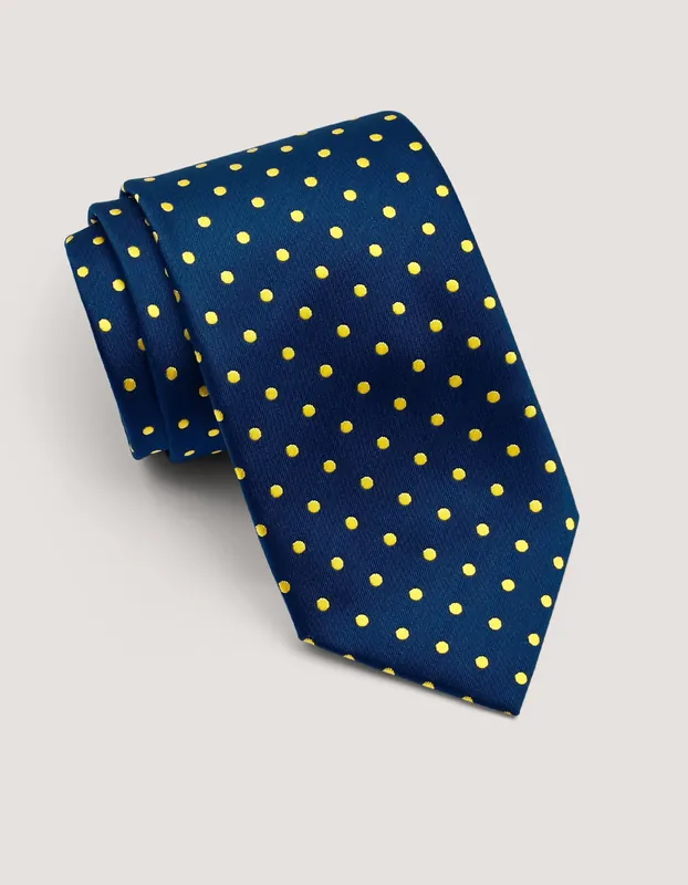 Sunflower Yellow Dotted Microfiber Tie - Brian Oak