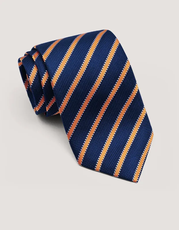 Orange Striped Silk Tie - Brian Oak
