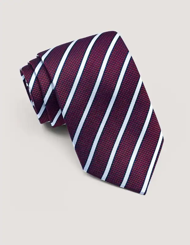 Maroon Regimental Silk Tie - Brian Oak