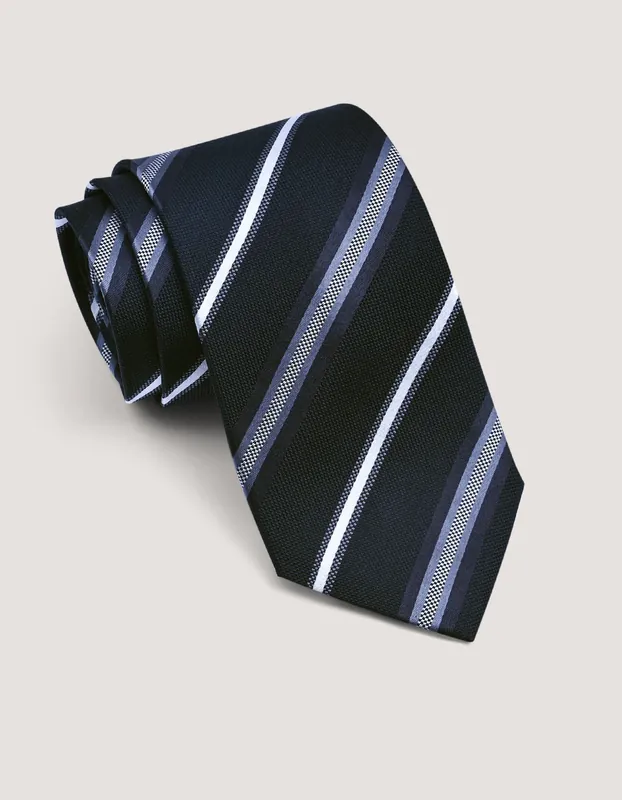 Black Striped Silk Tie - Brian Oak