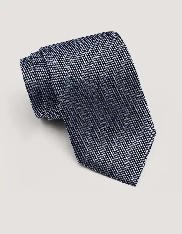 Silver Textured Silk Tie - Brian Oak