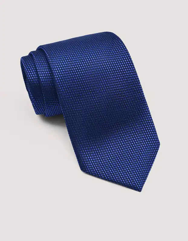 Mid Blue Textured Tie - Brian Oak