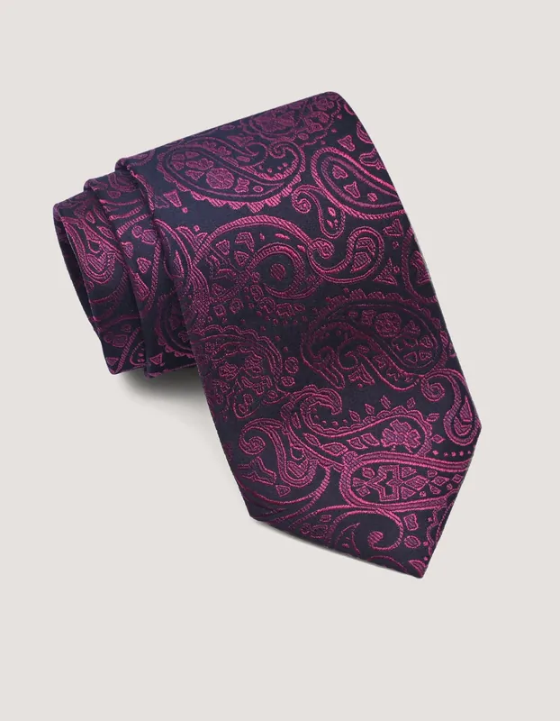 Maroon Paisley Premium Silk Tie - Brian Oak