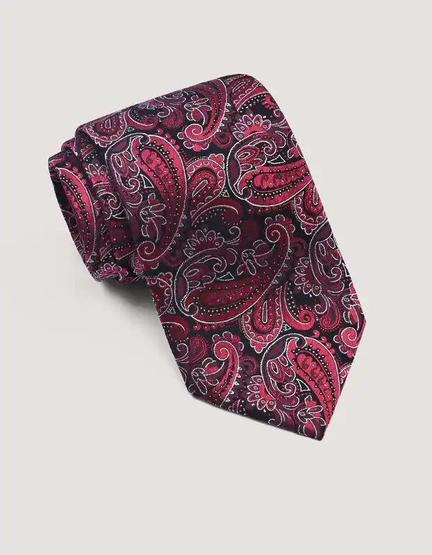 Red Paisley Silk Tie - Brian Oak