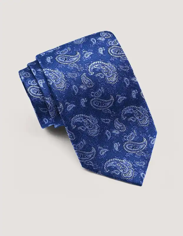 Steel Blue Paisley Silk Tie - Brian Oak
