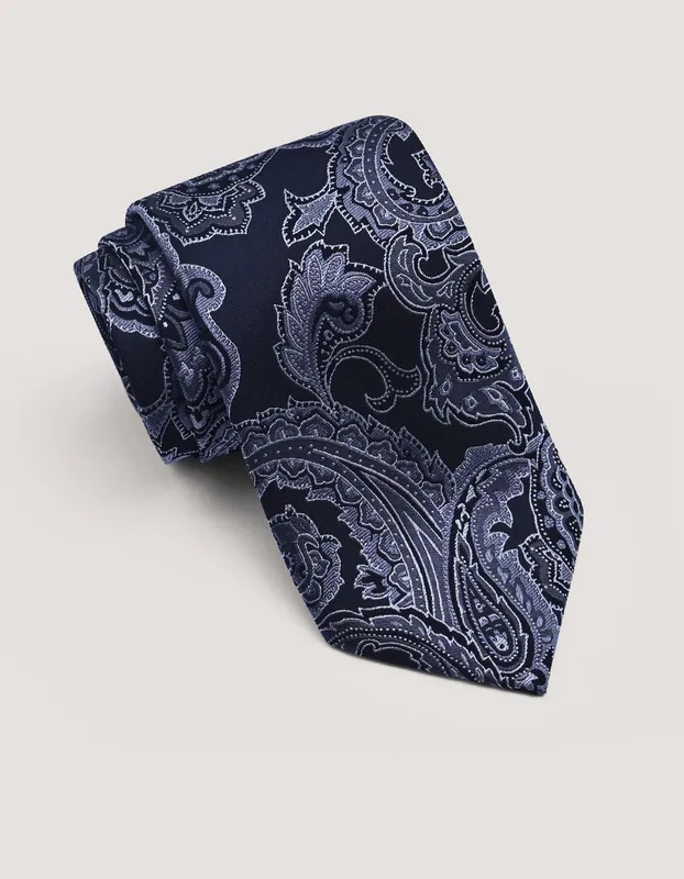 Smoke Grey Paisley Silk Tie - Brian Oak