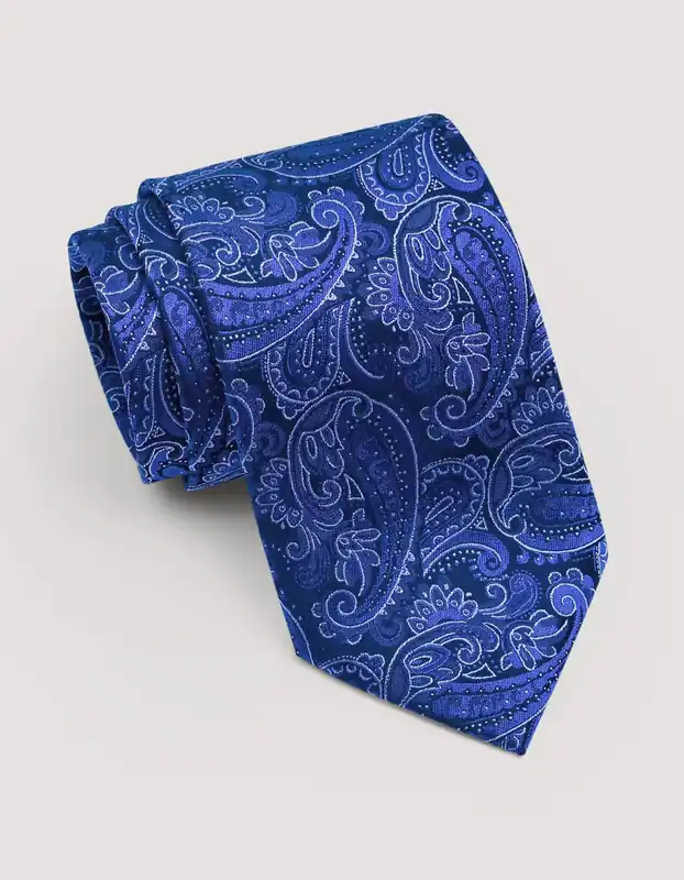 Marine Blue Paisley Silk Tie - Brian Oak
