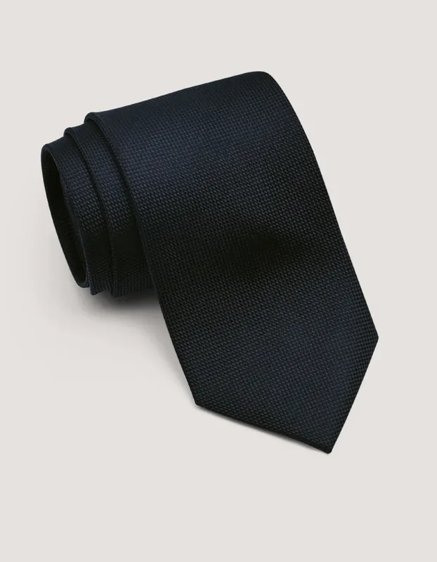 Black Self Printed Silk Tie - Brian Oak