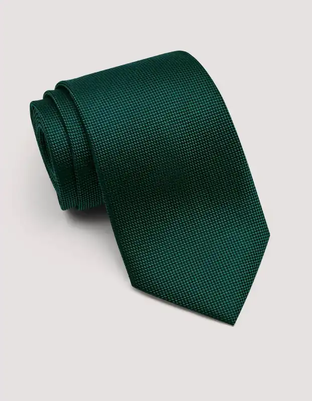 Hunter Green Self Print Silk Tie - Brian Oak