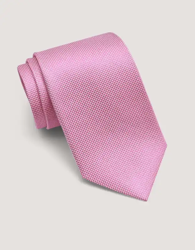Pink Self Pattern Silk Tie - Brian Oak