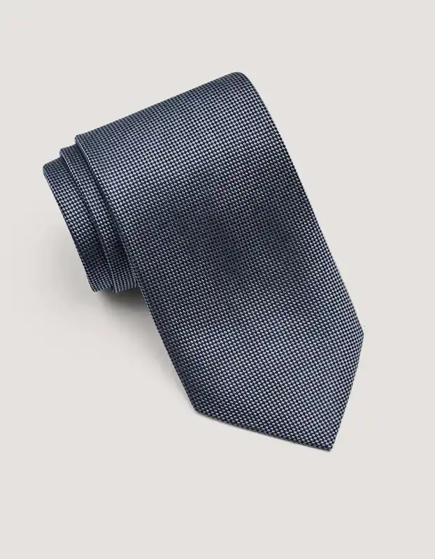 Grey Self Printed Silk Tie - Brian Oak
