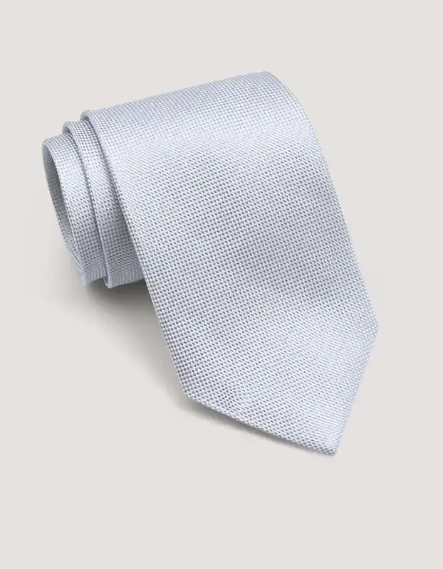 White Self Print Silk Tie - Brian Oak