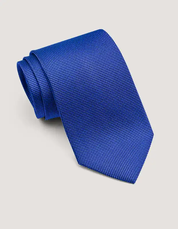 Royal Blue Self Printed Silk Tie - Brian Oak