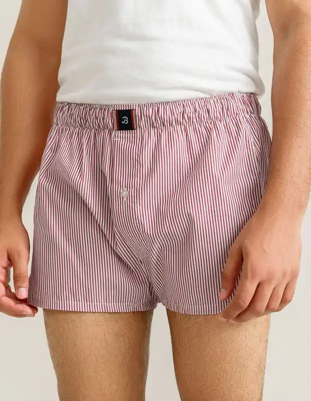 Maroon Striped Cotton Boxers - Brian Oak