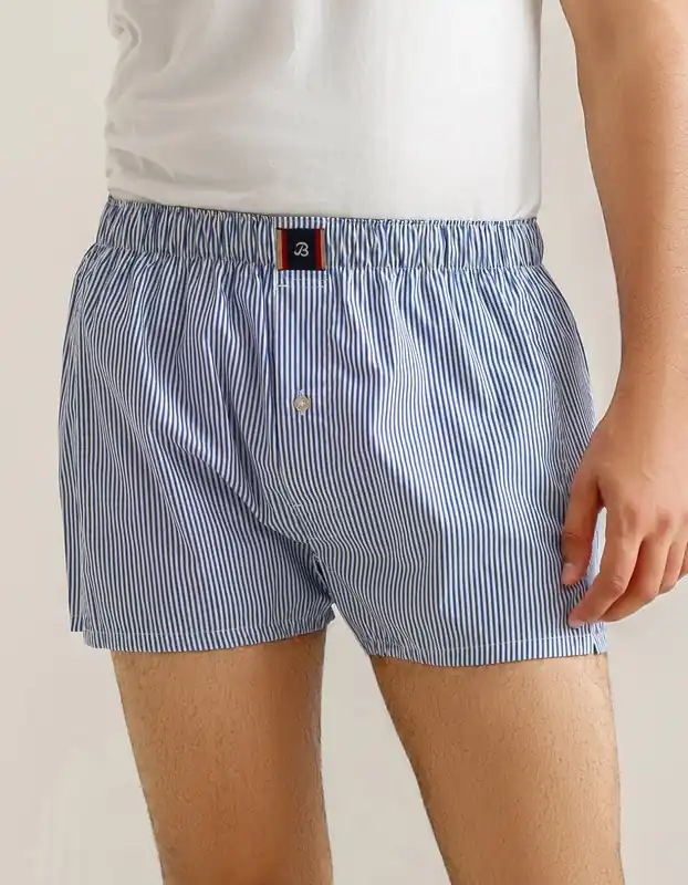 Blue Striped Woven Boxers - Brian Oak