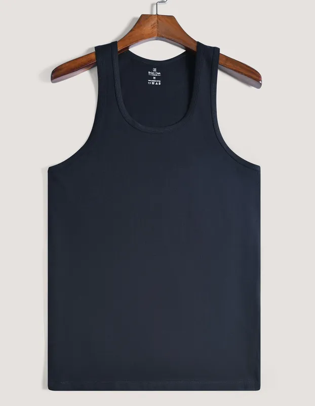 Black Regular Fit 100% Cotton Vest - Brian Oak