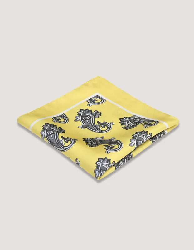 Yellow Paisley Silk Pocket Square - Brian Oak