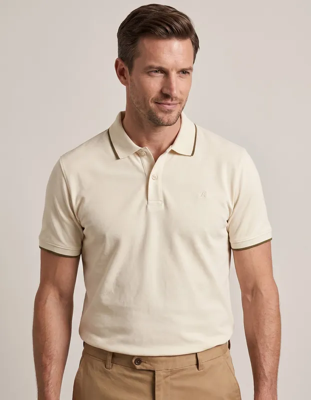 Off White Pique Polo Shirt - Brian Oak
