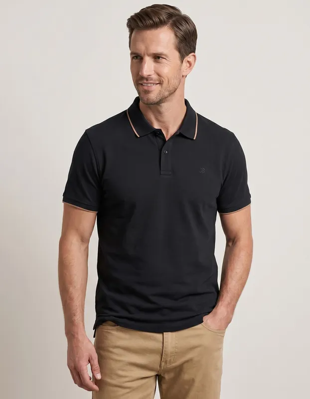 Black Pique Polo Shirt - Brian Oak