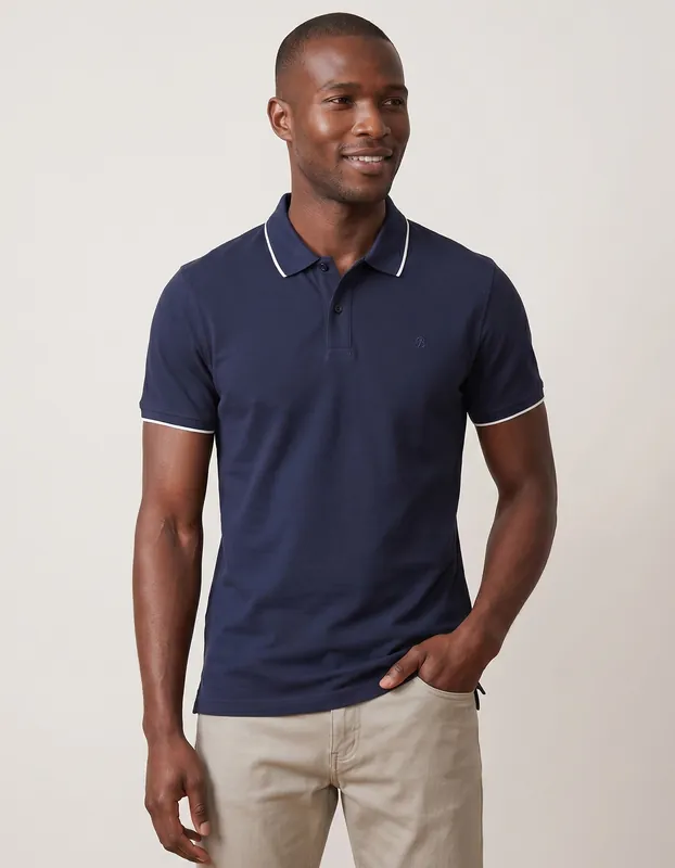 Navy Regular Fit Cotton Polo Shirt - Brian Oak