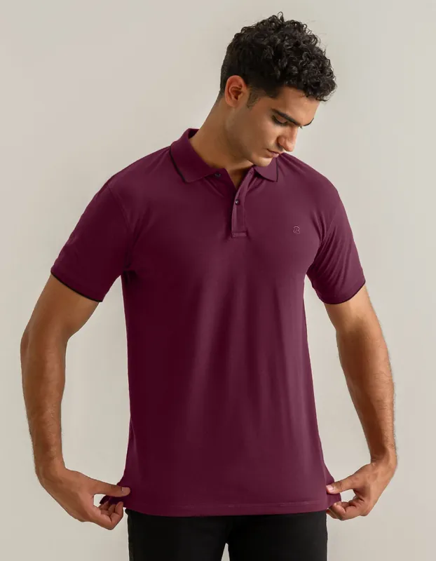 Regular Fit Maroon Cotton Polo Shirt - Brian Oak