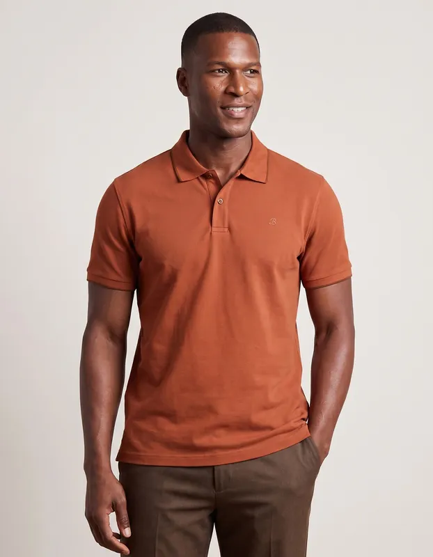 Rust Regular Fit Cotton Polo Shirt - Brian Oak