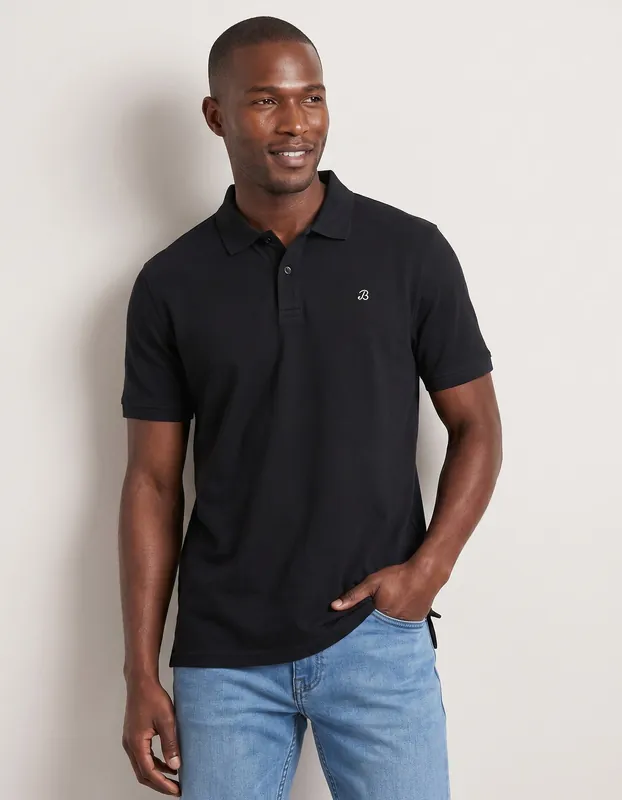Black Regular Fit Cotton Polo Shirt - Brian Oak