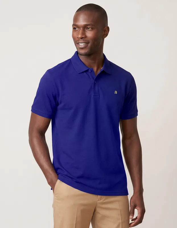 Blue Regular Fit Cotton Polo Shirt - Brian Oak
