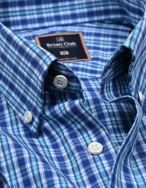 Sky Blue Casual Check Shirt - Brian Oak