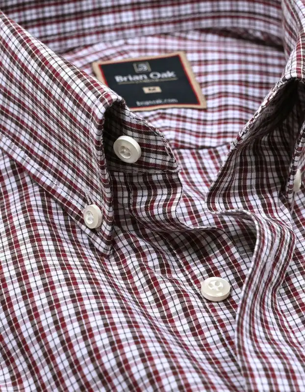 Maroon Casual Check Shirt - Brian Oak