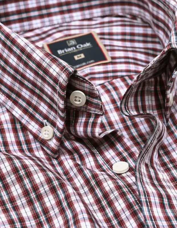 Maroon Smart Fit Casual Check Shirt - Brian Oak